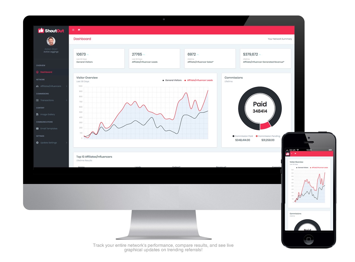 MLM Statistics of the affiliates performance