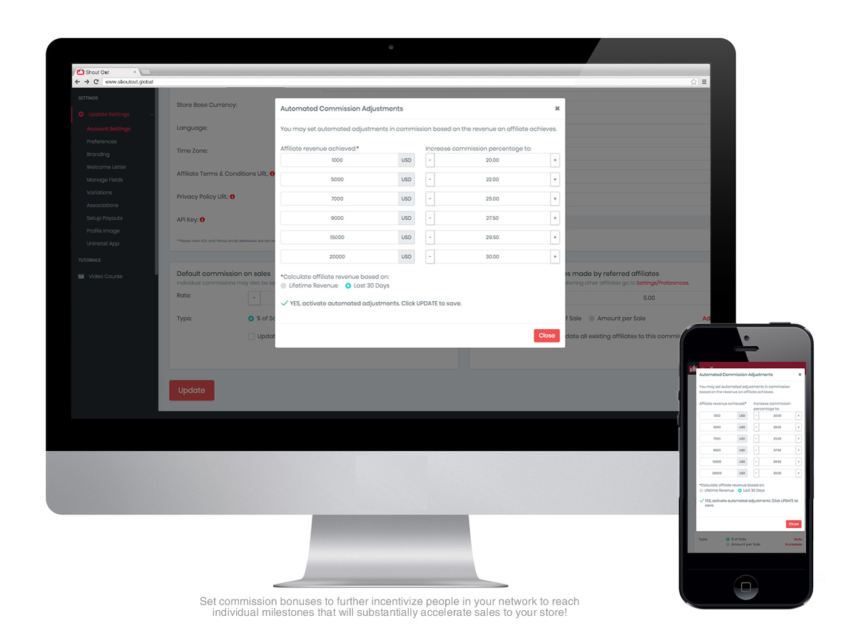 Pay commissions & bonuses with ease to your affiliates