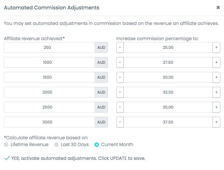 automated commission adjustment mlm